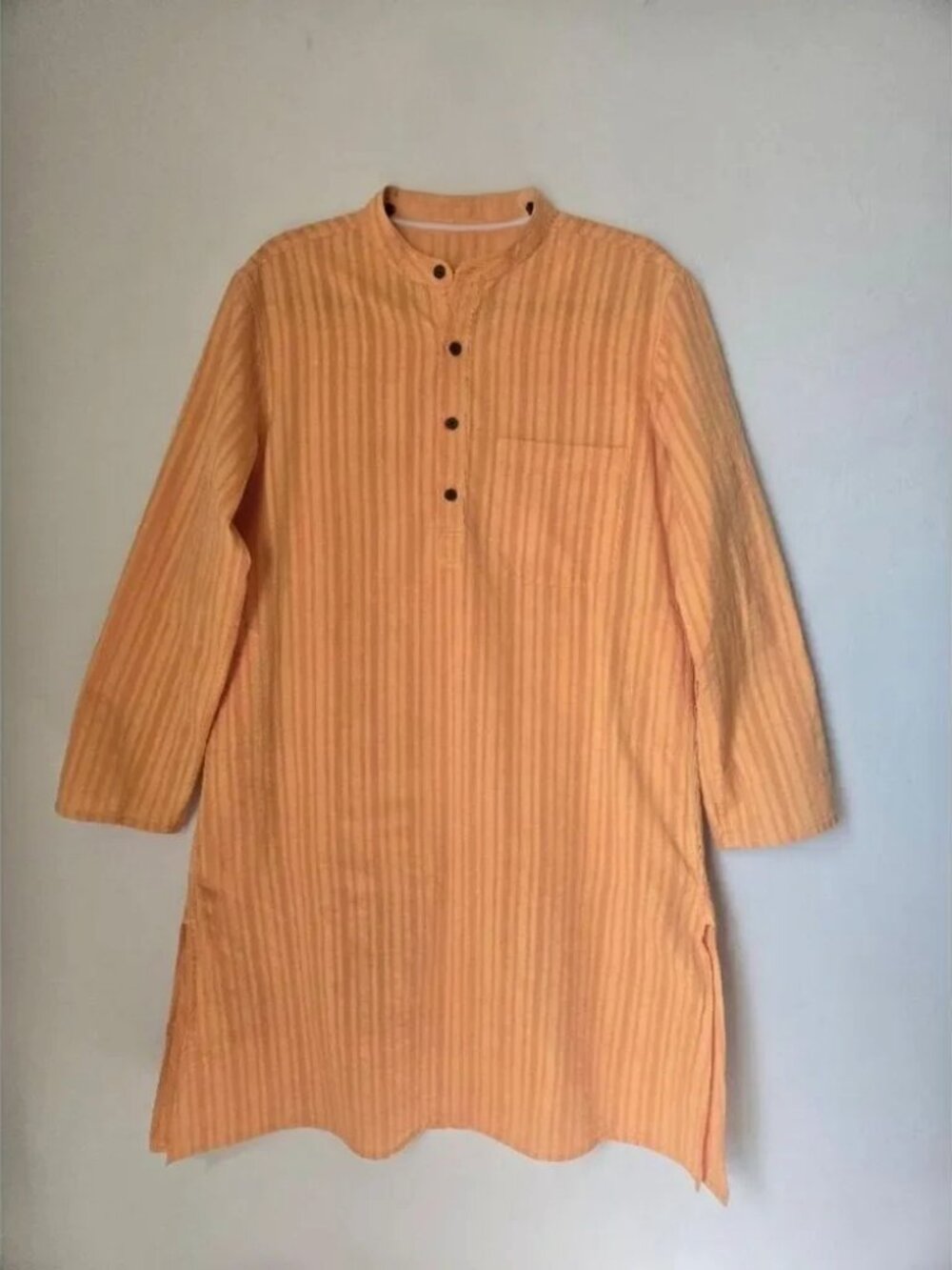 Bohemian Kurta Tunic Top Women's Small Orange Ethnic Casual Resort Wear